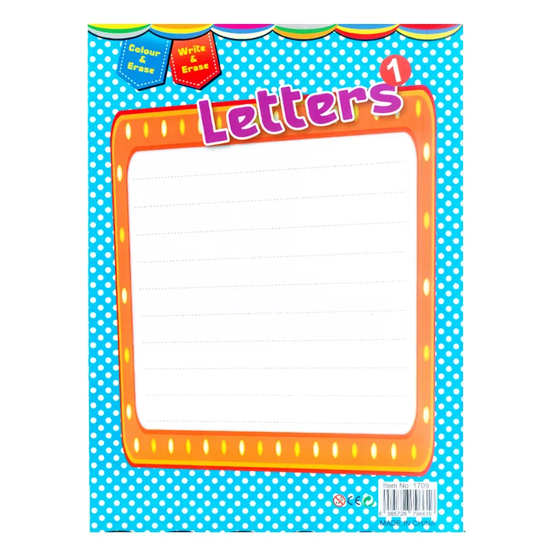 Erasable white book learning letters of animals with drawing animals shape size 33.5 x 24 cm 10 Pages (1709)